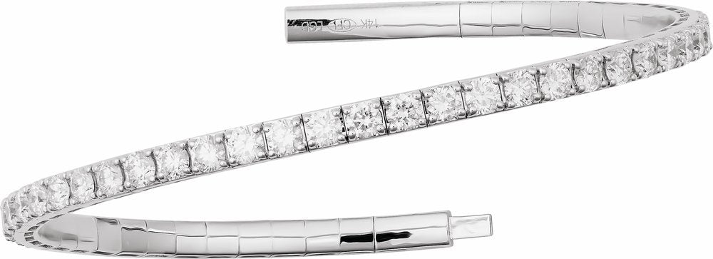 14K White Gold 5 CTW Lab-Grown Diamond Flexible Bangle 7" Bracelet