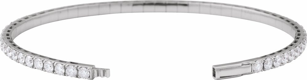 14K White Gold 5 CTW Lab-Grown Diamond Flexible Bangle 7" Bracelet