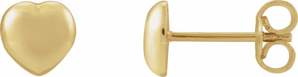 14K Yellow Heart Earrings