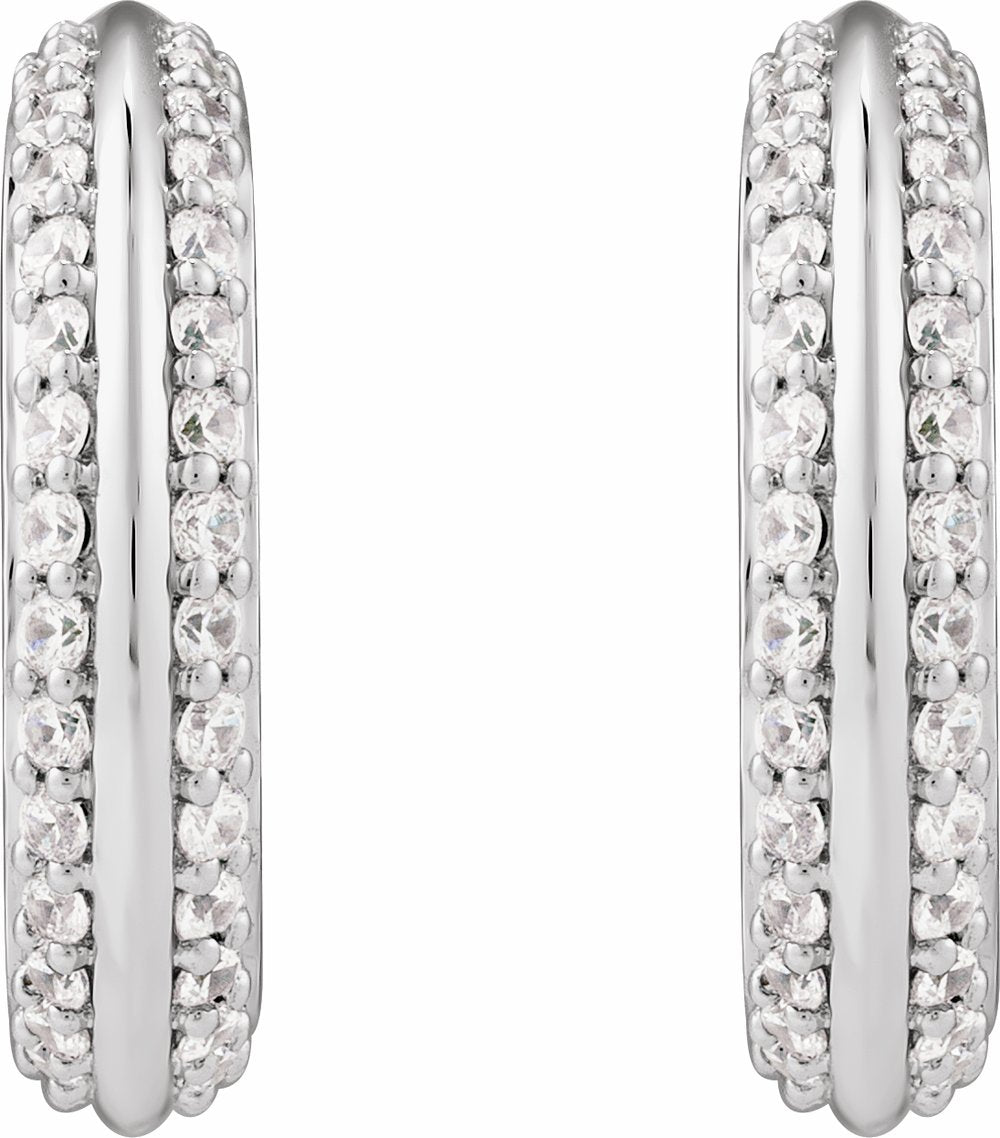 14K White Gold 5/8 CTW Natural Diamond Hoop Earrings