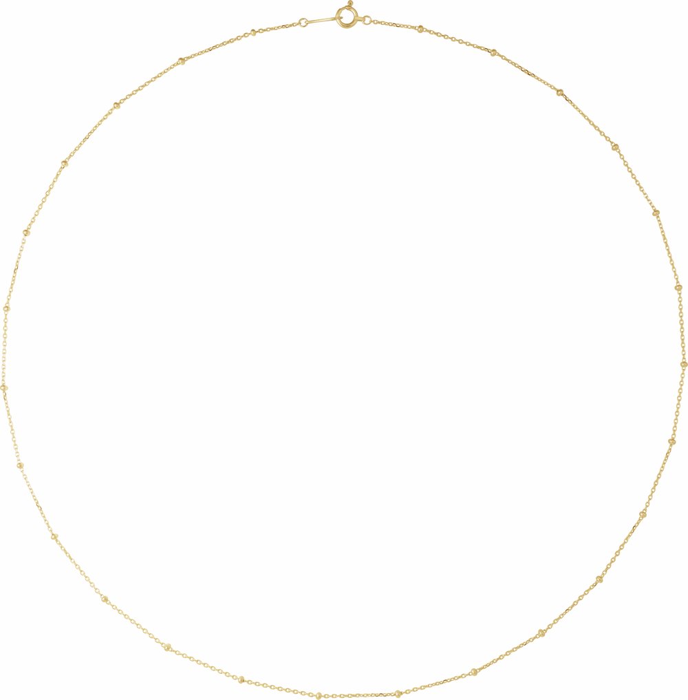 10K Yellow Gold 1.7 mm Satellite Bead Cable 16" Chain