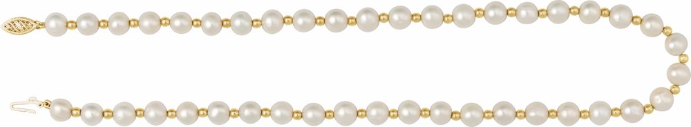 14K Yellow Gold Cultured White Freshwater Pearl 18" Necklace