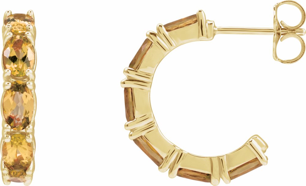 14K Yellow Gold Natural Citrine 18.2 mm Hoop Earrings