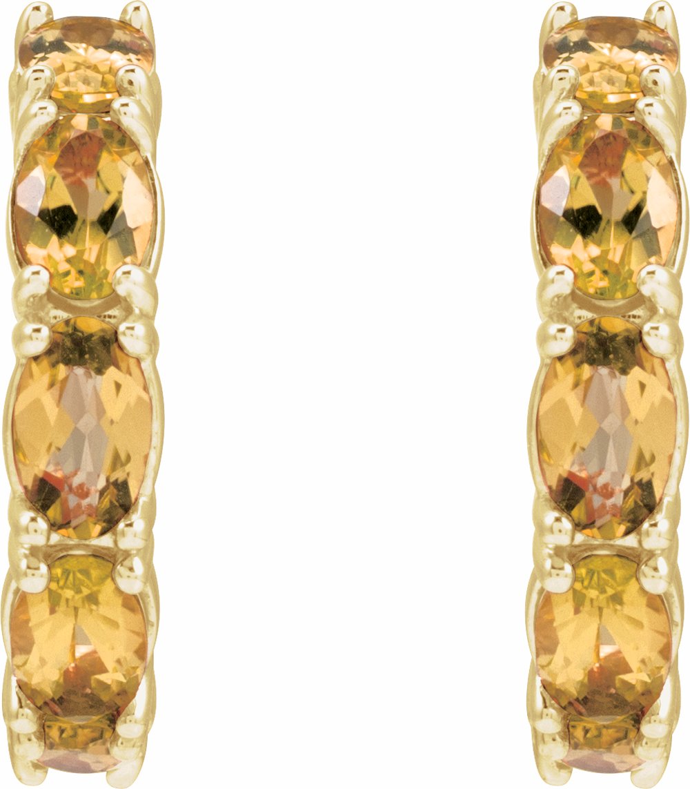 14K Yellow Gold Natural Citrine 18.2 mm Hoop Earrings