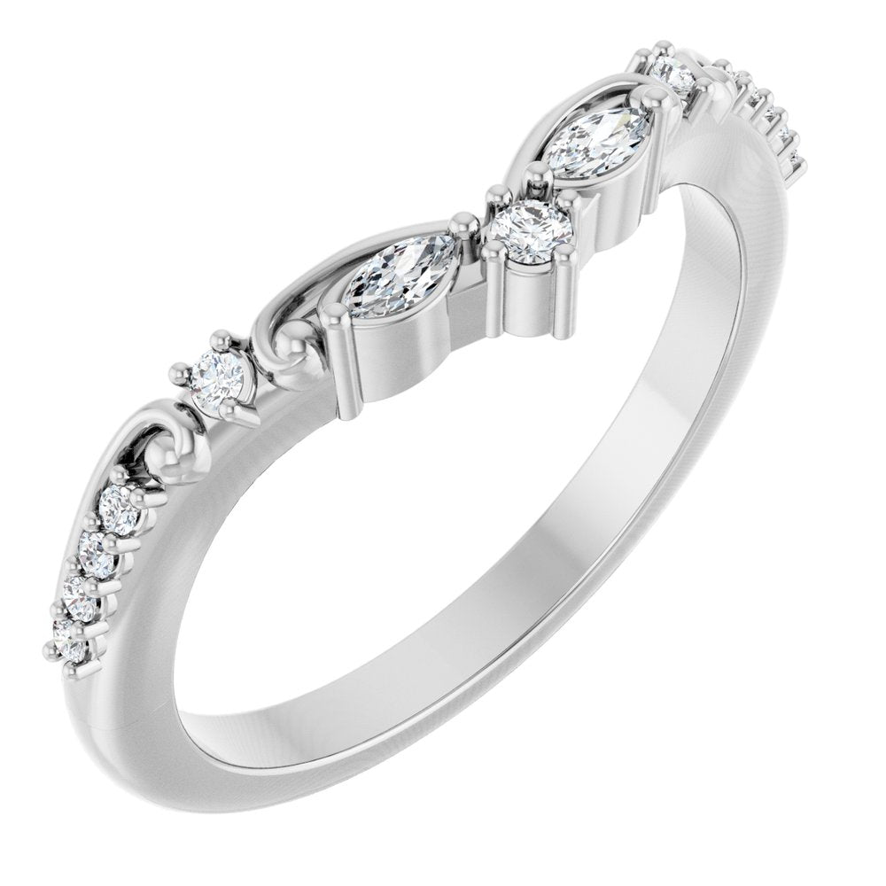 14K White Gold 1/6 CTW Lab-Grown Diamond Contour Band
