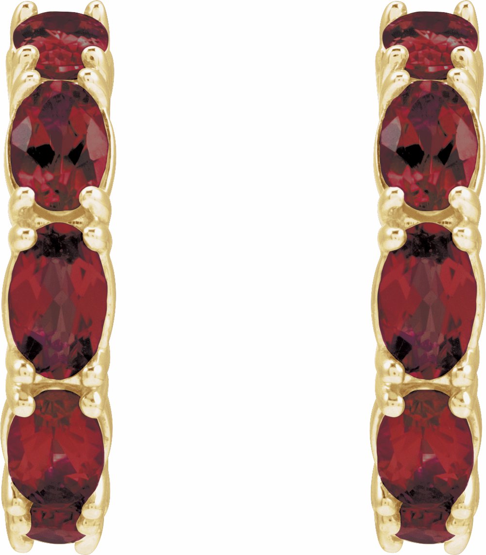 14K Yellow Gold Natural Mozambique Garnet 18.2 mm Hoop Earrings