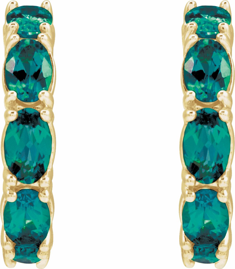 14K Yellow Gold Lab-Grown Alexandrite 18.2 mm Hoop Earrings