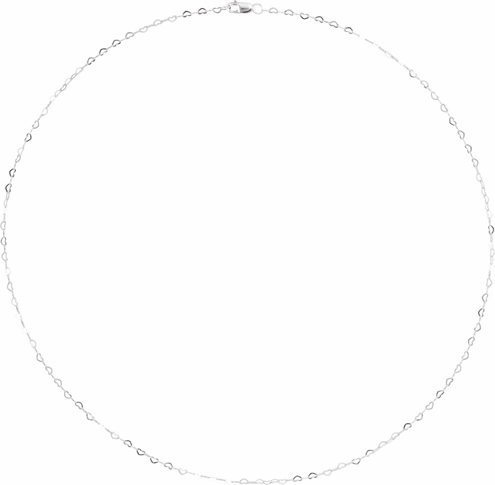 14K White Gold 1.9 mm Heart 18" Chain