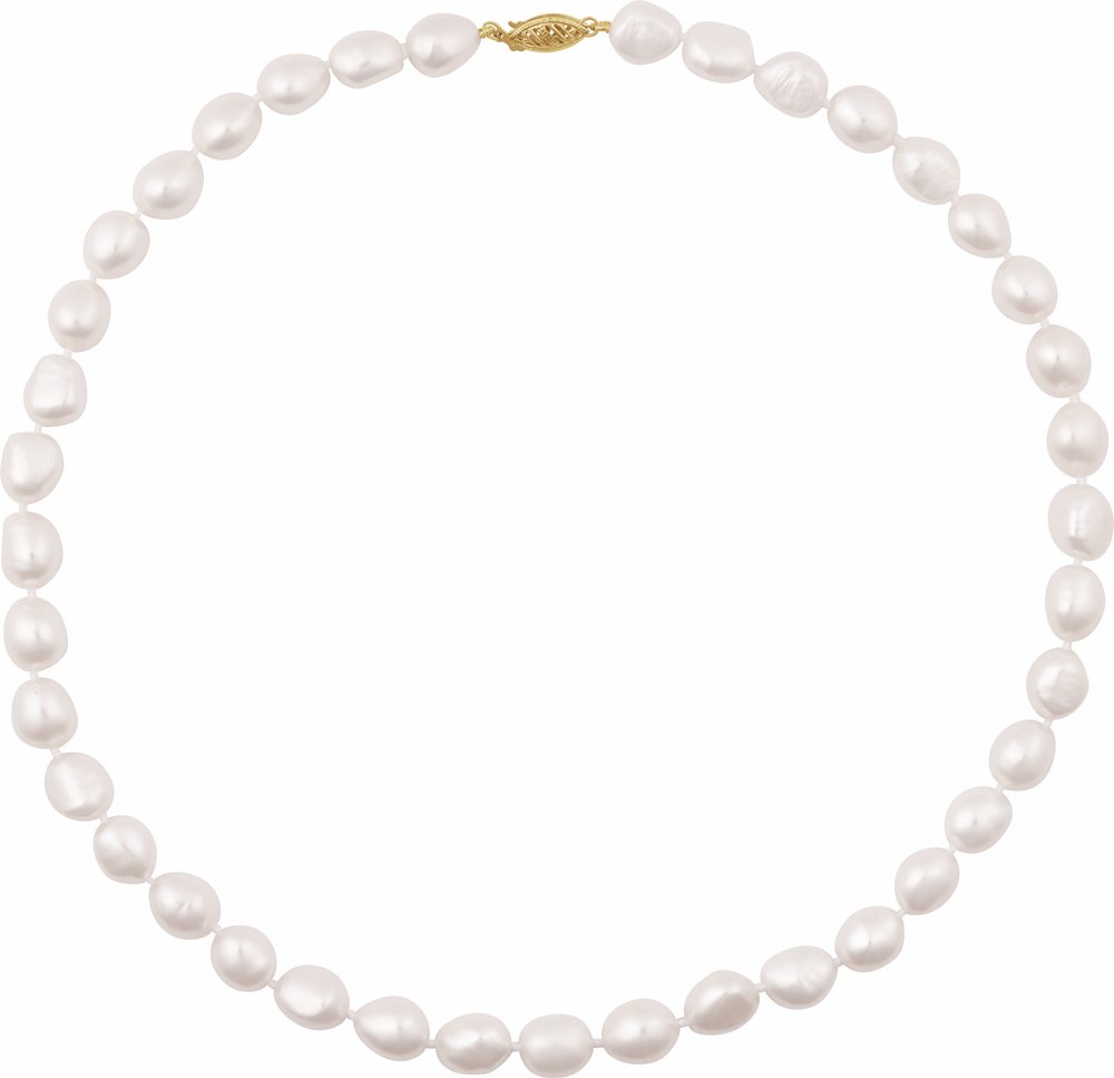 14K Yellow Gold Cultured White Freshwater Pearl 18" Necklace