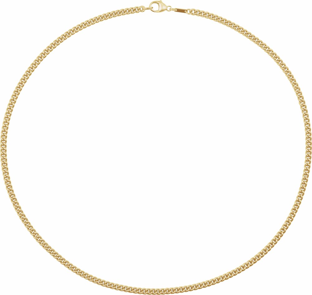 14K Yellow 3.4 mm Curb 20" Chain