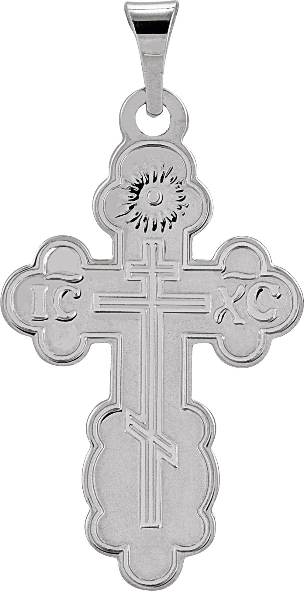 14K White Gold 19x13 mm Orthodox Cross Pendant