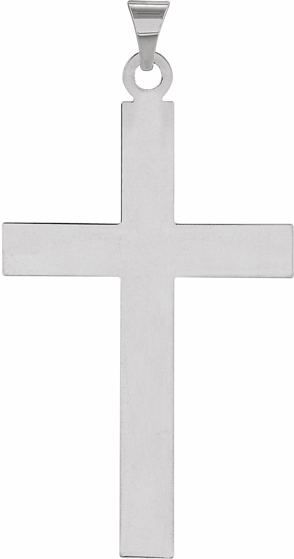 14K White Gold 49.4x25 mm Cross Pendant