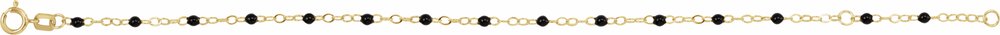14K Yellow Gold 2 mm Adjustable Black Enamel Bead 6-7" Chain
