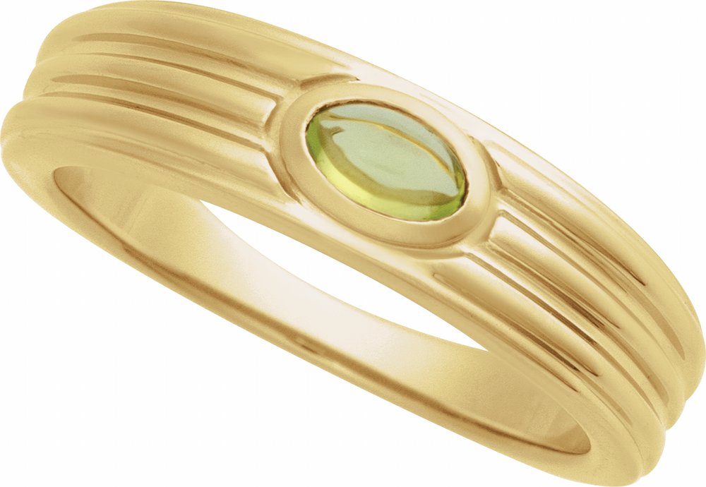 14K Yellow Gold 5x3 mm Natural Peridot Cabochon Ring
