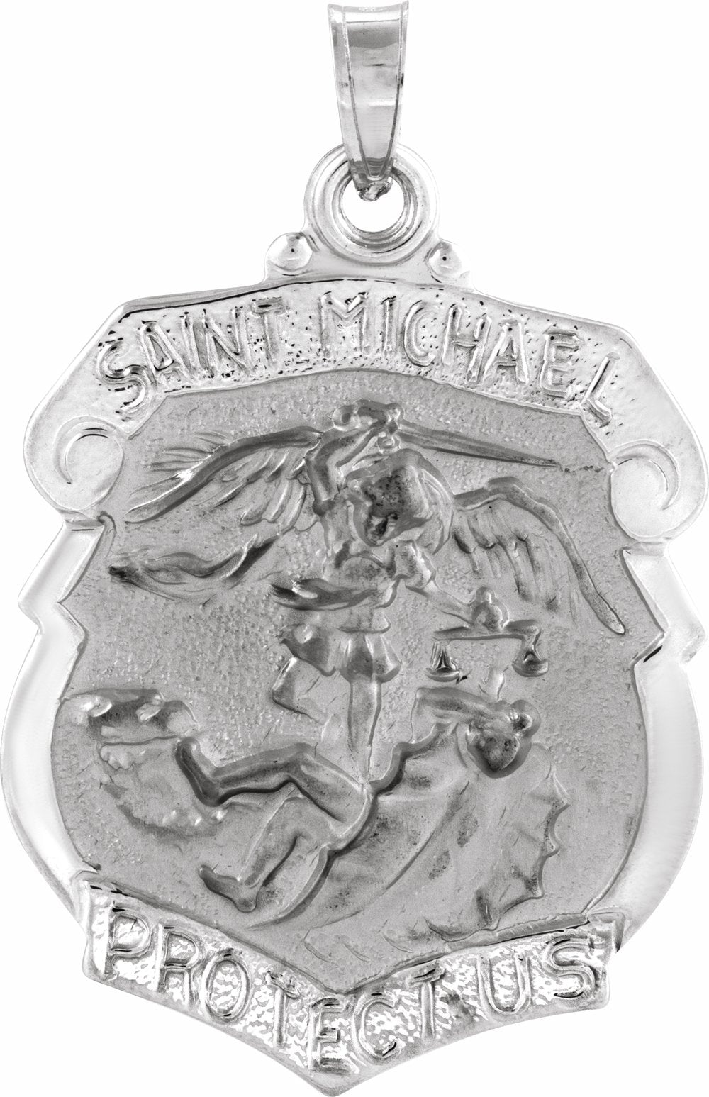 14K White Gold 25x21 mm St. Michael Medal