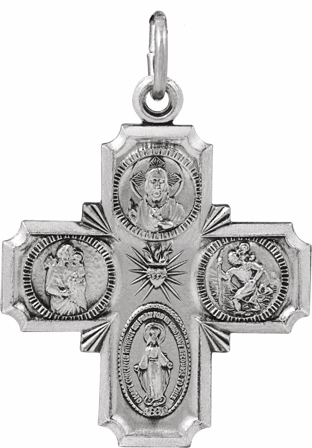 Sterling Silver 25x24 mm Four-Way Cross Medal