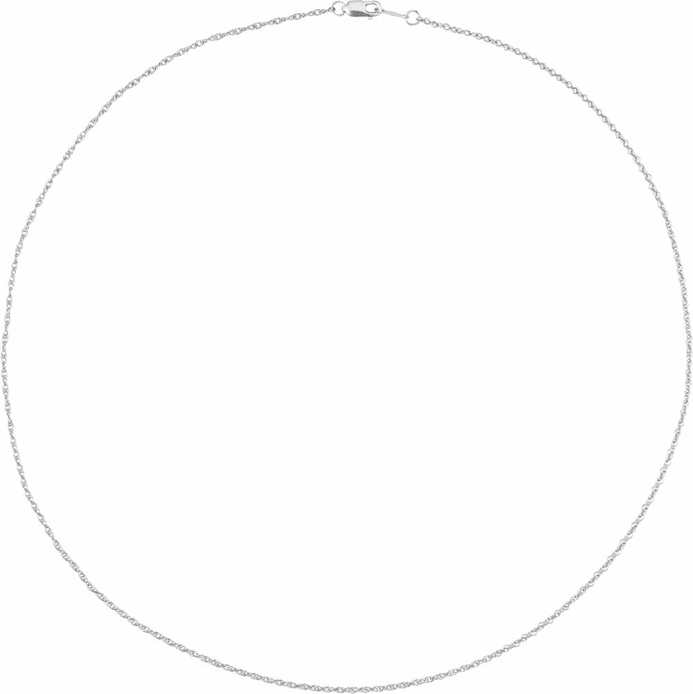 14K White Gold 1.25 mm Rope 16" Chain