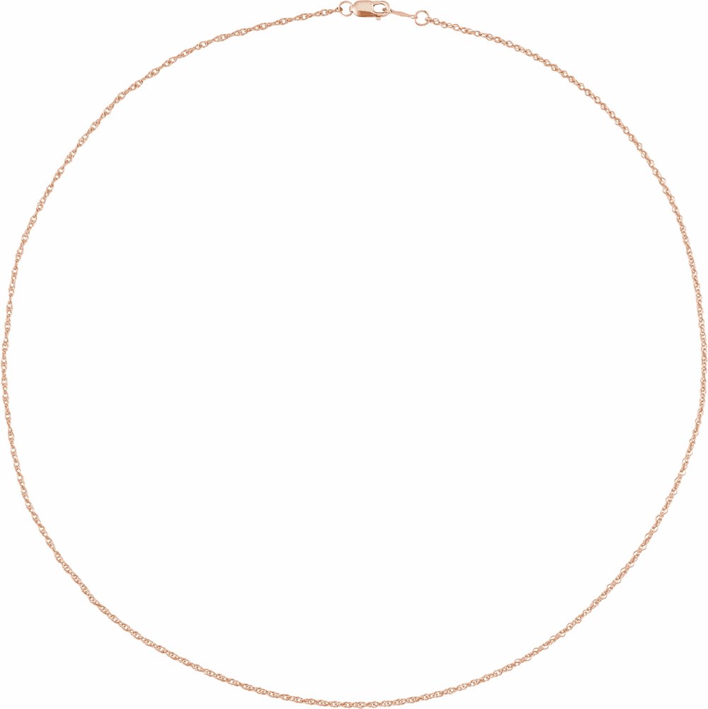 10K Rose Gold 1.25 mm Rope 18" Chain