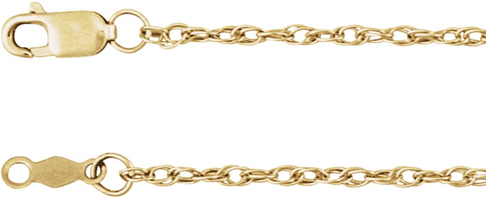 14K Yellow Gold 1.5 mm Rope 24" Chain