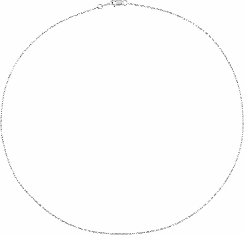 14K White Gold 1 mm Rope 16" Chain