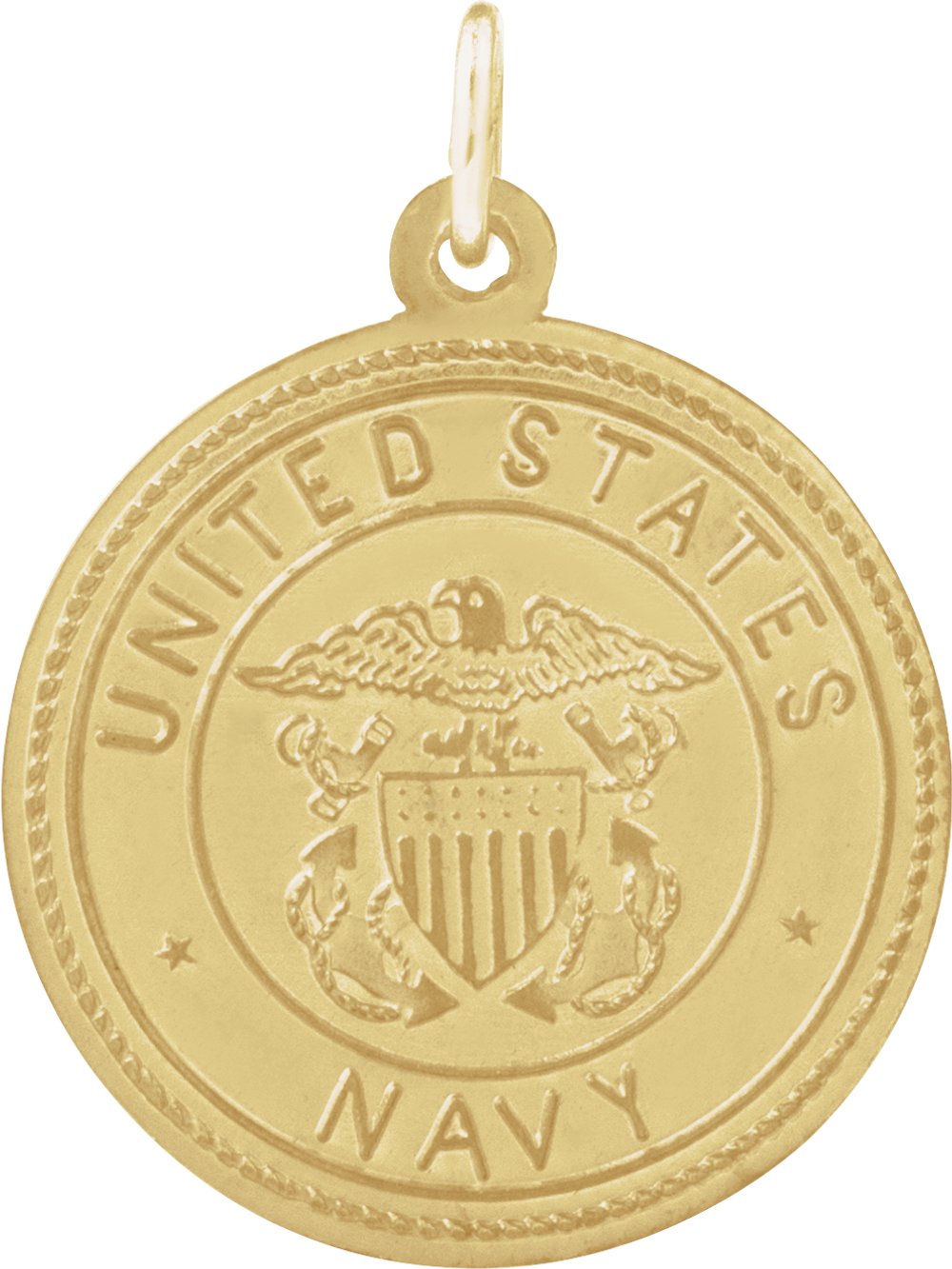 14K Yellow 18 mm Round St. Christopher Medal U.S. Navy Medal
