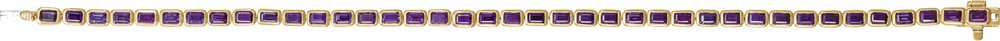 14K Yellow Gold Natural Amethyst Line 7" Bracelet