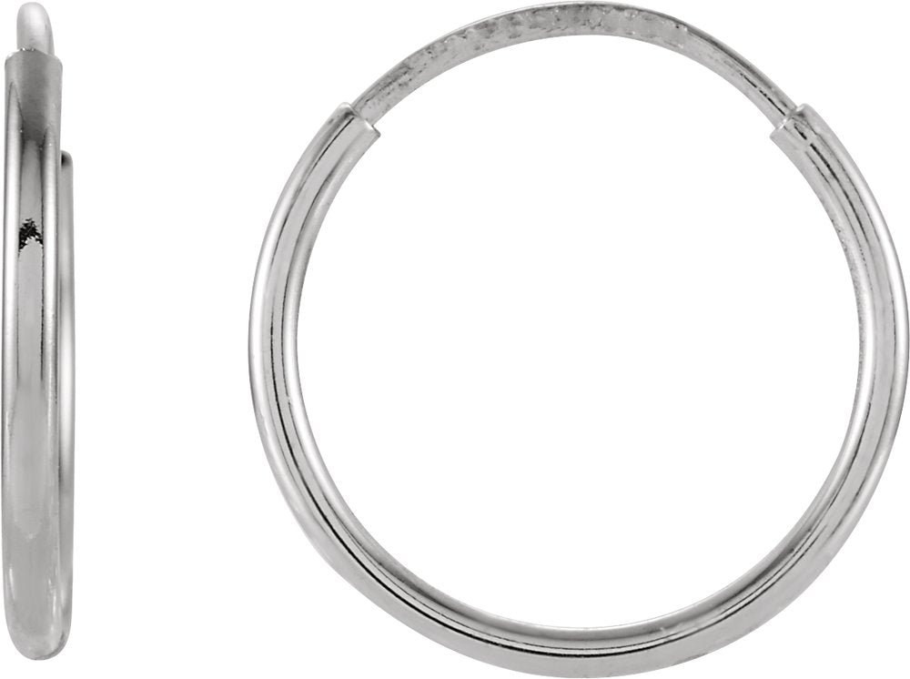 14K White Gold Endless Tube 12 mm Hoop Earring