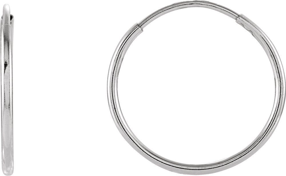 14K White Gold Endless Tube 15 mm Hoop Earring