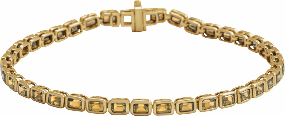 14K Yellow Gold Natural Citrine Line 7" Bracelet