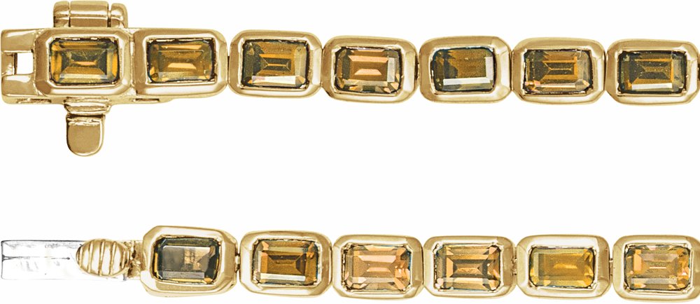 14K Yellow Gold Natural Citrine Line 7" Bracelet