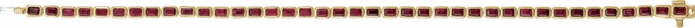 14K Yellow Gold Natural Mozambique Garnet Line 7" Bracelet