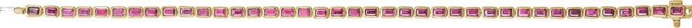 14K Yellow Gold Natural Pink Tourmaline Line 7" Bracelet