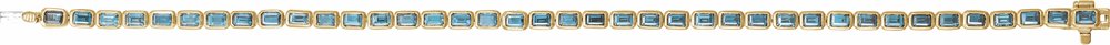 14K Yellow Gold Natural Sky Blue Topaz Line 7" Bracelet