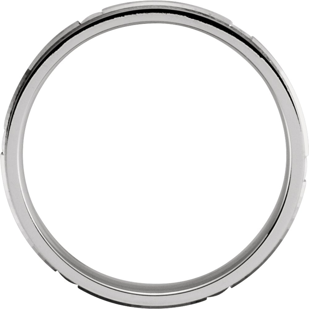 14K White/Yellow 6 mm Grooved Comfort-Fit Flat Band