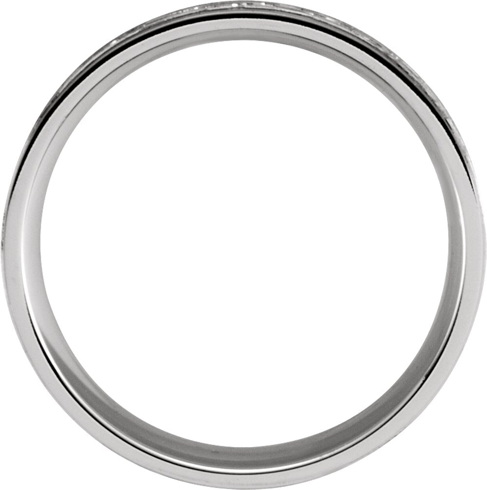 14K White Gold 7 mm Celtic-Inspired Grooved Comfort-Fit Flat Band Size 14.5