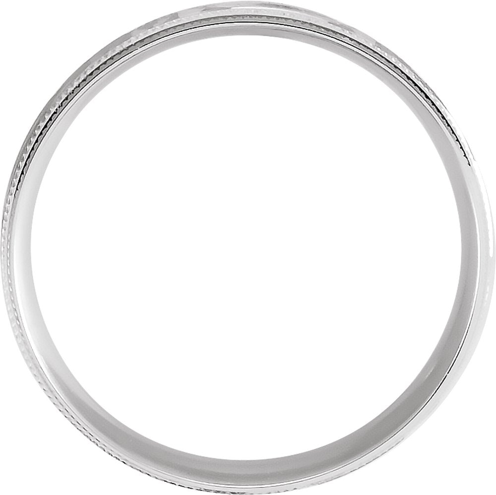 10K White Gold 6 mm Milgrain Edge Geometric Faceted Comfort-Fit Flat Band Size 7.5