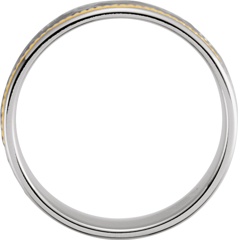 14K White/Yellow Gold 8 mm Rope Edge Comfort-Fit Flat Band Size 9