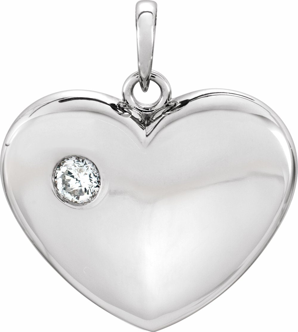 Sterling Silver .03 CT Natural Diamond Heart Pendant