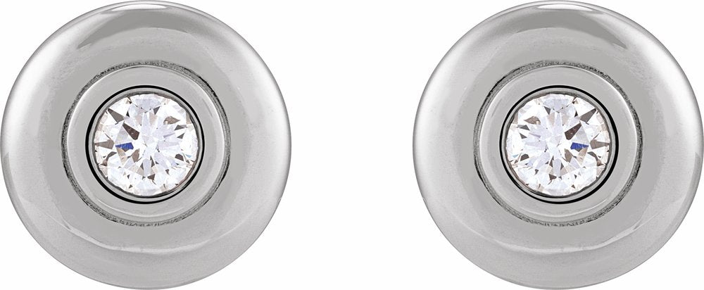 14K White 1/2 CTW Natural Diamond Puffed Stud Earrings