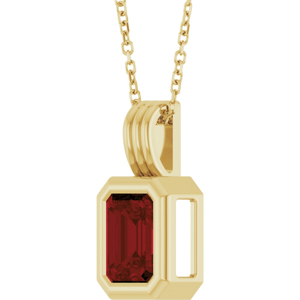 14K Yellow Gold Natural Mozambique Garnet Solitaire 16-18" Necklace