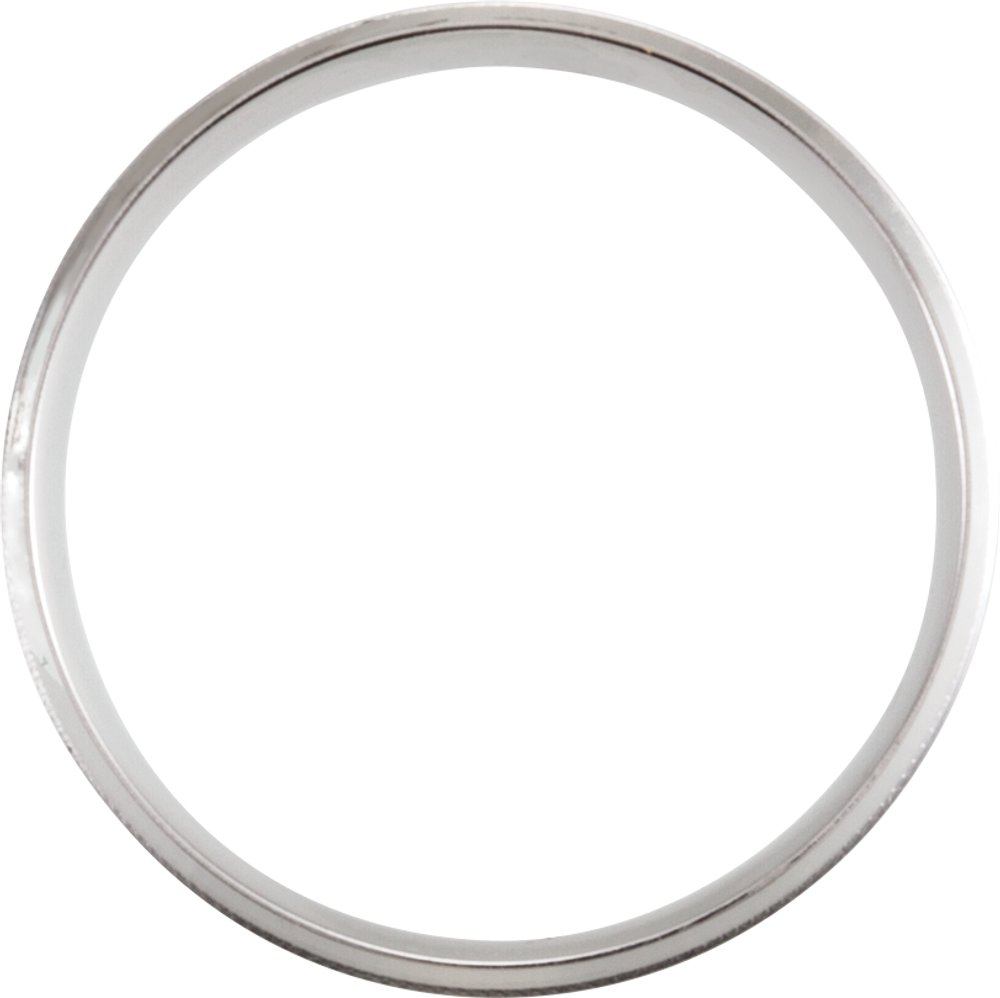 14K White 6 mm Milgrain Beveled-Edge Comfort-Fit Half Round Band