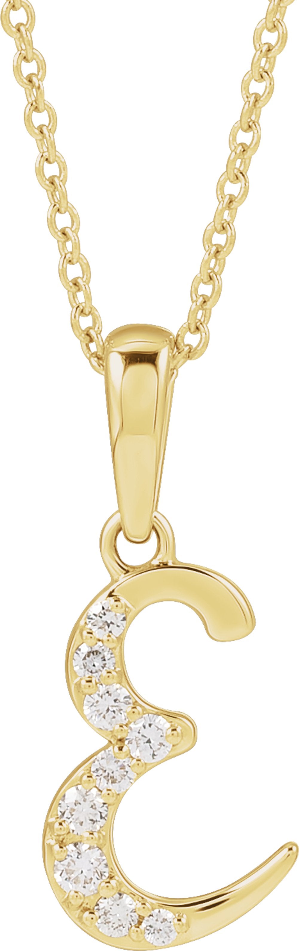 14K Yellow Gold 1/10 CTW Natural Diamond Initial E 18" Necklace
