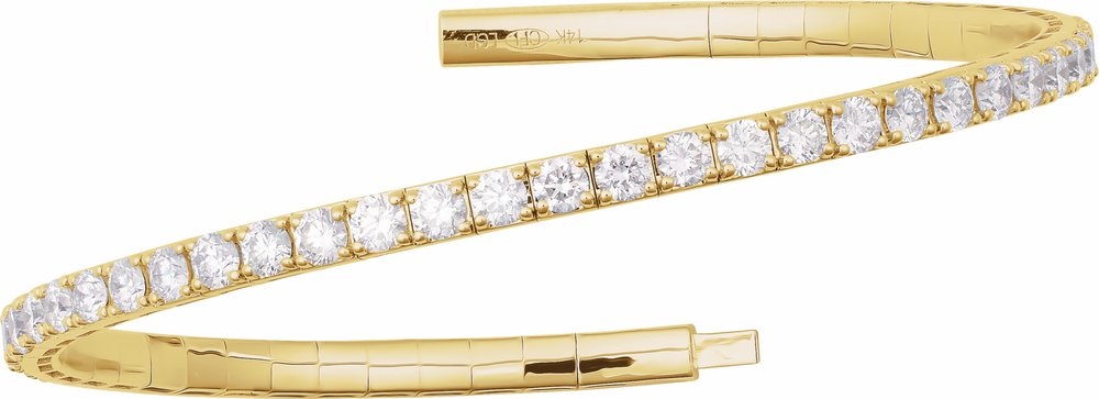 14K Yellow Gold 5 CTW Lab-Grown Diamond Flexible Bangle 7" Bracelet