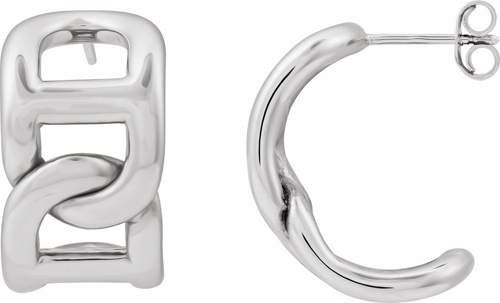 Sterling Silver Electroform Anchor Chain 22 mm Hoop Earrings