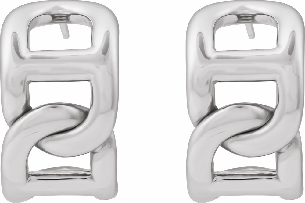 Sterling Silver Electroform Anchor Chain 22 mm Hoop Earrings