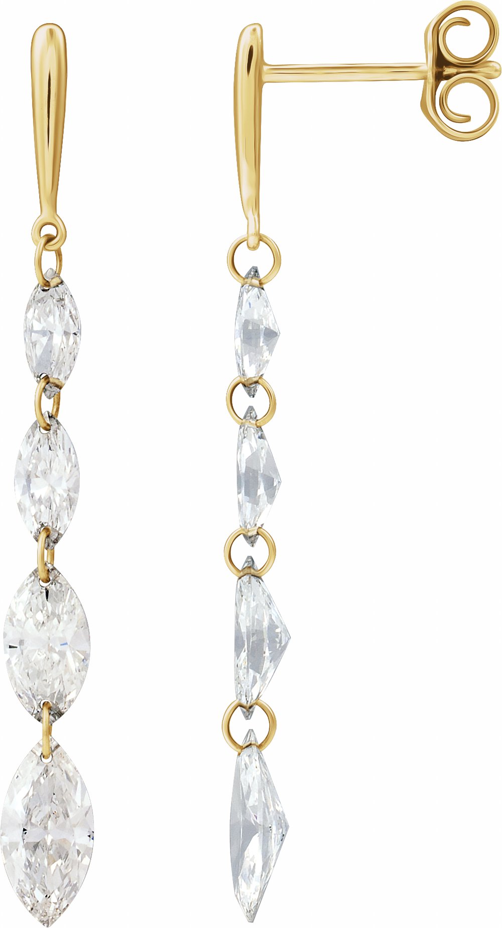 14K Yellow Gold 1 1/2 CTW Lab-Grown Diamond Drilled Diamond Earrings