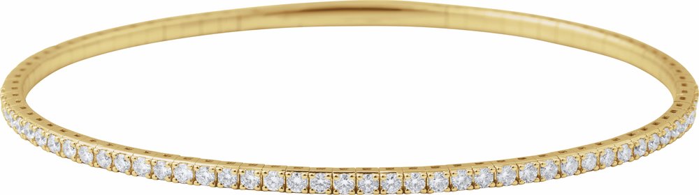 14K Yellow Gold 2 CTW Lab-Grown Diamond Flexible Bangle 7" Bracelet