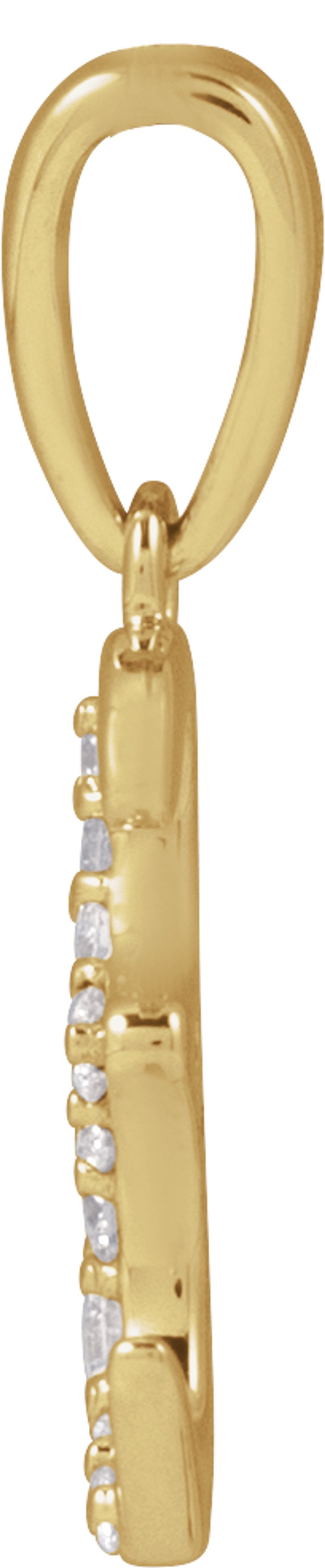 14K Yellow Gold 1/10 CTW Natural Diamond Initial E Pendant