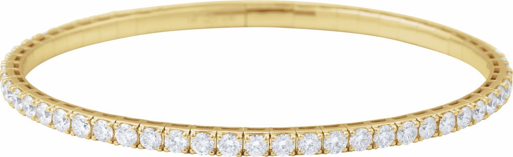 14K Yellow Gold 5 CTW Lab-Grown Diamond Flexible Bangle 7" Bracelet