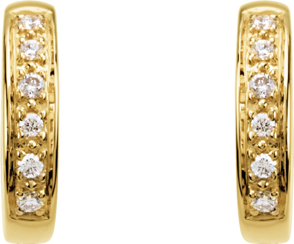 14K Yellow Gold 1/10 CTW Natural Diamond Hinged 12.4 mm Hoop Earrings